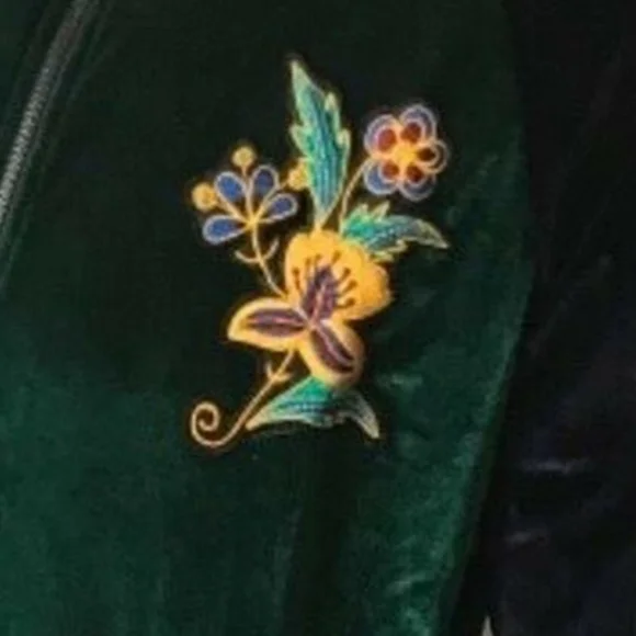 Hudson Outerwear Men's Green Velour Track Jacket with Embroidery Design - Picture 4 of 7